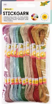 Produktbild von folia Stickgarn "Metallic" 26 Docken à 8 m farbig sortiert