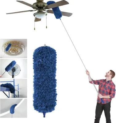 Immagine prodotto di Spazzola telescopica - Spazzola per la pulizia - Ideale per superfici ampie - Testa in microfibra flessibile - Estensibile fino a 245 cm - Blu scuro