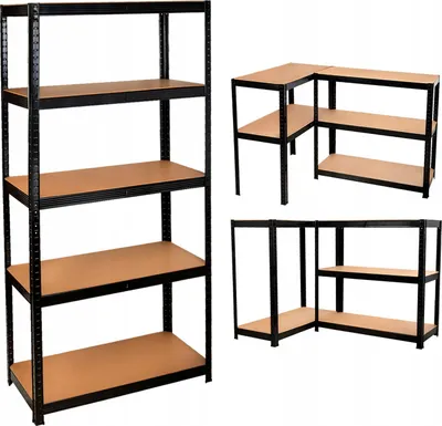 Zdjęcie produktu dla SuperButelki - Regał metalowy czarny 180x90x40, 5 półek, warsztatowy, do magazynu, garażu, piwnicy, spiżarni, na ciężkie przedmioty, solidny, mocny