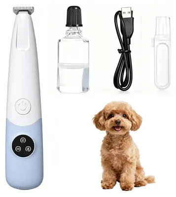 Produktbild von Hunde & Katzen Pfotenschneider Tierhaarschneider Akku Haustier Schermaschine leise LED USB blau 160x33x28mm für Pfoten Gesicht
