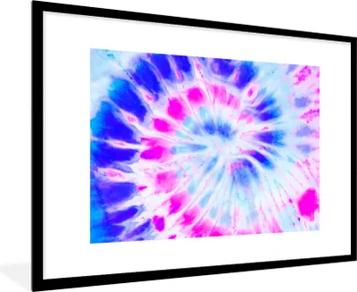 Produktbild von MuchoWow® Gerahmtes Poster Sommer - Krawattenfärbung - Blau 90x60 cm - Poster mit Schwarzem Bilderrahmen Wandposter Rahmen Foto Bilder - Wanddekoration - Fotos