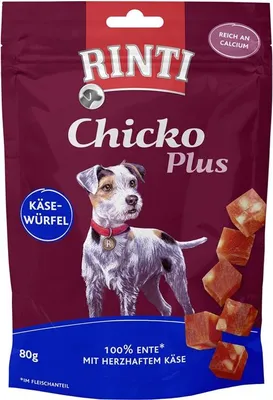 Produktbild von Rinti Chicko Plus Käsewürfel Ente 12 x 80 g