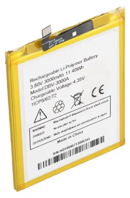 Image de Batterie compatible avec les modèles Doro 8050 et DSB-0230, Li-Polymère, 3,8 V, 3 000 mAh, 11,4 Wh