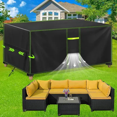 Produktbild von Schutzhülle Gartenmöbel Wasserdicht Winterfest 420D Oxford 280x204x106cm Schwarz