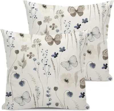 Productafbeelding van Kussenslopen Set - Decoratieve Hoezen - Huis Decoratie - Dubbelzijdig Bedrukt - 45x45 cm - Grijsblauw