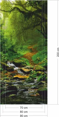 Produktbild von selbstklebendes Türbild - Waldweg 0,9 x 2 m - Türtapete Türposter Klebefolie Dekorfolie