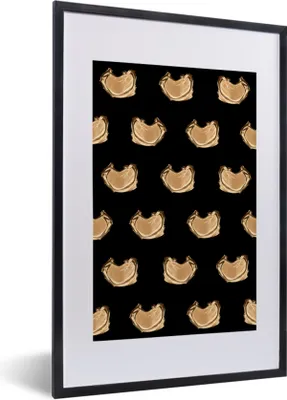Produktbild von MuchoWow® MuchoWow® Gerahmtes Poster Flecken - Gold - Muster 40x60 cm - Poster mit zchwarzem Bilderrahmen - Poster in Rahmen
