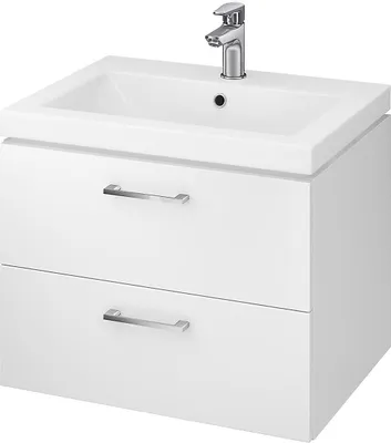 Productafbeelding van BADLAND Badmeubelset: Badkamerkast met keramisch wastafelblad, 2 lades, model LARA COMO 60, kleur wit
