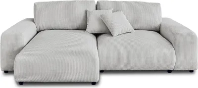 Image de Lisa Design Garance - canapé d'angle réversible - 4 places - en velours côtelé , Gris clair