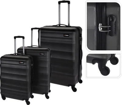Image de EXCELLENT Mallette de voyage à roulettes set de 3 pcs PROWORLD anthracite KO-FB5000150