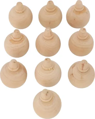 Image de 10PCS Boules d'ornement en bois non finies pour arbre de Noël Embellissements pour les arts, le bricolage et le dessin Jouet