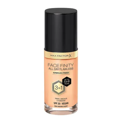 Zdjęcie produktu dla Max Factor Facefinity All Day Flawless 3 in 1, Buteleczka z pompką, Krem, Przeciw cieniom, Przeciw niedoskonałościom, Zapobiega zaczerwienieniom, Ciepły, Kość słoniowa, W44