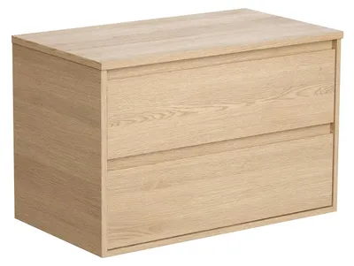 Produktbild von Waschbeckenunterschrank hängend mit Platte - 80 cm - Eichenholzfurnier - MILIPAM