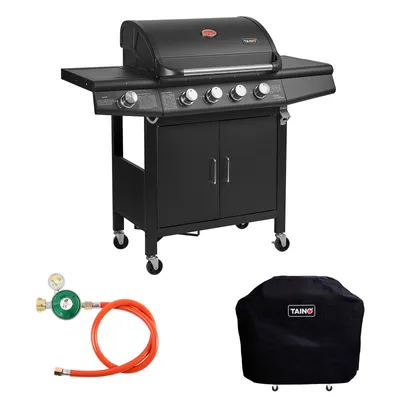 Produktbild von TAINO RED 4+1 Brenner Gasgrill Abdeckung Set Gasregler BBQ Zubehör Cover