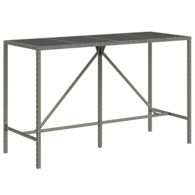 Produktbild von vidaXL Bartisch mit Glasplatte Grau 180x70x110 cm Poly Rattan