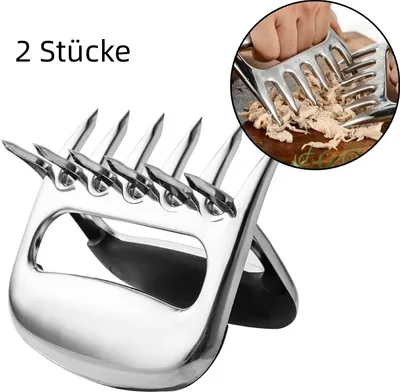 Produktbild von 2 Stück Edelstahl Bär Klaue Separator Gekochte Lebensmittel Teiler Truthahn Gabel Fleisch Teiler Grill Grill Fleisch Zerreißen Werkzeug,