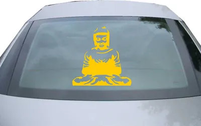 Produktbild von Indigos UG - Aufkleber Heckscheibe & Motorklappe DE6351 - gold - 600x599 mm - budhis - Auto Scheiben Fenster Heckklappe Tuning Racing JDM - Die cut