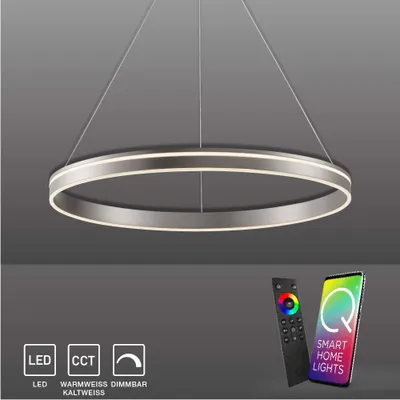 Produktbild von Paul Neuhaus LED Pendellampe CCT Q-Vito Pendelleuchte Ring, dimmbar, Fernbedienung, Alexa silber Wohnzimmer, Esszimmer, Küche 8412-55, 8412-13