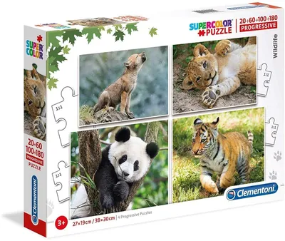 Immagine prodotto di Set di puzzle Clementoni Supercolor - Life in the Wild (20, 60, 100, 180 pezzi)
