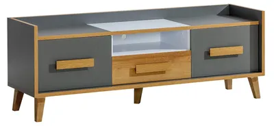 Produktbild von Masseno TV-Schrank FIABA 160 cm Fernsehschrank mit 1 Schubladen und 2 Türen TV-Lowboard für Wohnzimmer Modern 160x42x57,2 cm Anthrazit / Weiß