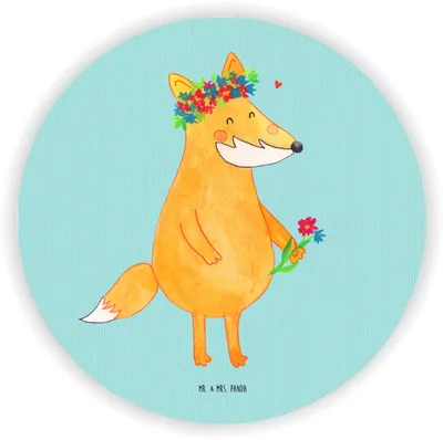 Produktbild von Mr. & Mrs. Panda Kühlschrankmagnet Fuchs Blumen - Türkis Pastell - Geschenk, Ich, pinnwand magnet, Blume, Blumenliebe, für kühlschrank, whiteboardmagnet, Boho, pinwand