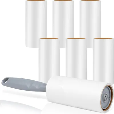Produktbild von Fusselrolle, 420 Blätter Extra Klebrig Fusselroller mit 1 Abroller, Effektiv Fusselrolle Tierhaare, Fusselrolle Kleidung-Lint Roller für Kleidung, Sofa, Bett und Teppich, 7 Rollen mit je 60 Blatt
