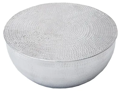 Immagine prodotto di riess-ambiente Tavolino rotondo ORIENT II 60 cm argento metallo alluminio martellato design tavolino tavolino
