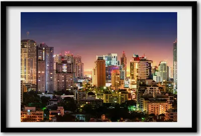 Produktbild von Bild 60x40 MDF-Rahmen, Wandkunst Bangkok Nacht