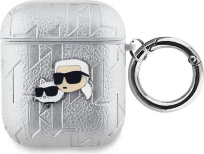 Produktbild von Karl Lagerfeld, Hülle für AirPods 1/2 mit Karl & Choupette Prägung, Silber