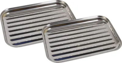 Image de 2x Acier inoxydable Plateau de cuisson 35x24cm BBQ Accessoires de cuisson Poêle Bac à légumes Panier de cuisson