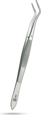 Produktbild von SMI Gebogene Pinzette 16 cm - Anatomische Hobby-Pinzette für DIY Handwerk, Gezackte Spitze, Rostfreier Stahl