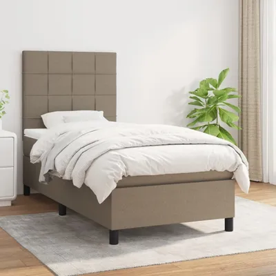 Produktbild von Design Möbel Boxspringbett mit Matratze Taupe 90x190 cm Stoff - 2024 Neu