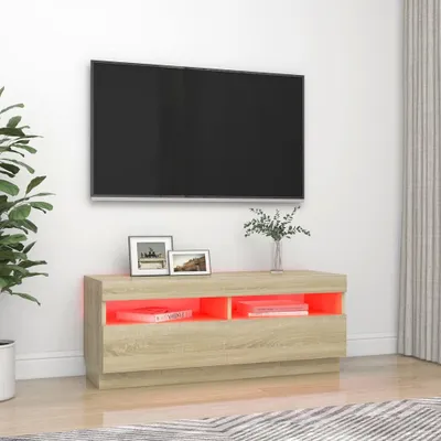 Produktbild von The Living Store TV-Schrank mit LED-Leuchten Sonoma-Eiche 100x35x40 cm