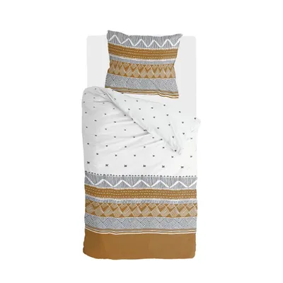 Produktbild von Walra Bettwäsche Ikat Dreams Weiß / Cognac - 155x220 cm