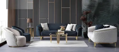 Produktbild von Designer Sofa Set 4tlg Wohnzimmer Sofas 3 Sitz Couch Sessel Modern Design