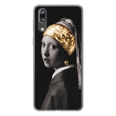 Produktbild von MuchoWow® Handyhülle Schutzhülle Hülle für Huawei P20 Malerei - Gold - Schwarz - Weiß Silikon Softcase Handy Hülle - Hardcover