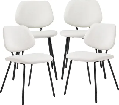 Image de Chaise de salle à manger 'Köma' (lot de 4) Chaise rembourrée avec piètement métallique Tissu beige