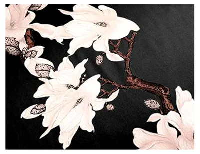 Produktbild von Damen Morgenmantel mit Blumenmuster für den Sommer, kurzer Kimono, leichter Schlafmantel aus Satin