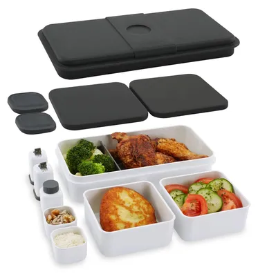 Produktbild von Lunchbox-System – Bento-Box-Set, 15-teilig, XXL-Größe (2100 ml), mit verschiedenen Zubehörteilen unterteilbar, Lunchbox, Sandwichbox für Kinder und Erwachsene