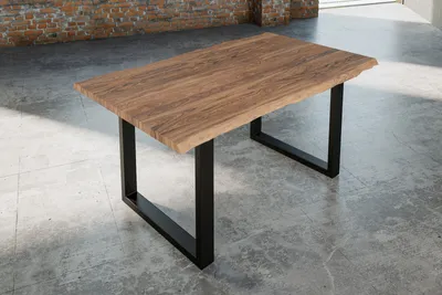 Produktbild von Esstisch Baumkante massiv Akazie stone 180 x 90 schwarz Lauren