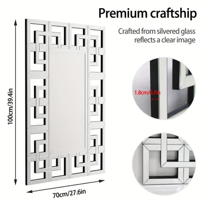 Obrázok produktu pre Dekoratívne nástenné zrkadlo – nástenné zrkadlo – zrkadlo do spálne – rustikálne zrkadlo – zrkadlo v tvare okna – 100x70 cm