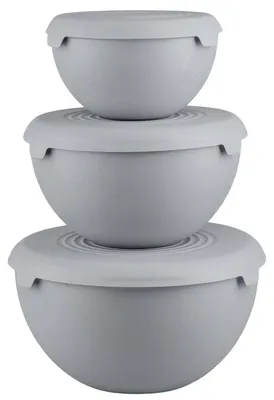 Produktbild von Set Aus Drei Schalen 1,5 - 3 - 6 Liter Mit Deckeln – 3 Graue Verschließbare Schalen
