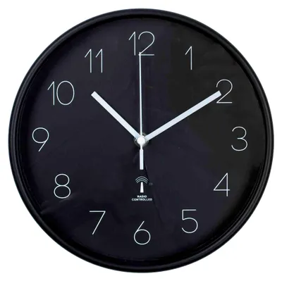 Produktbild von B&S Funkwanduhr Analog Uhr rund Ø 25 cm schwarz Kunststoff