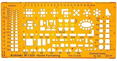 Immagine prodotto di Stencil per architetti, scala 1:200 - Modello per disegni tecnici per la progettazione di interni