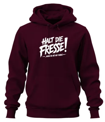 Produktbild von Halt Die Fresse Wenn Du Mit Mir Statement Sarkasmus Humor Hoodie Kapuzenpullover, Burgundy, 3XL