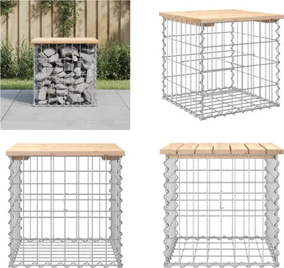 Obrázok produktu pre vidaXL Gabionová záhradná lavička 43x44x42 cm z masívneho borovicového dreva - záhradná lavička - záhradné lavičky - vonkajšia lavička