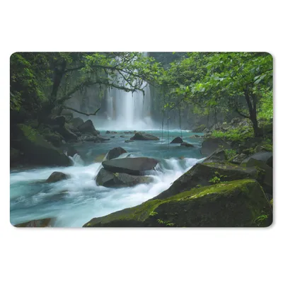 Produktbild von MuchoWow® Schreibtischunterlage Leuchtend blauer Wildfluss und Wasserfälle im Regenwald von Costa Rica 60x40 cm - XXL Mauspad - Großes Mauspad