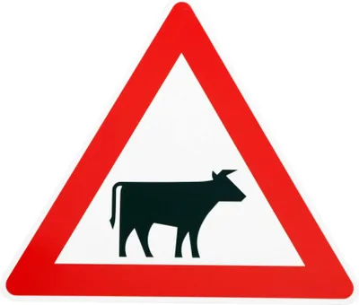 Produktbild von ORIGINAL Verkehrsschild ACHTUNG VIEHTRIEB Nr. 101-22 Aufst. Fahrtrichtung links Verkehrszeichen Schilder RAL Viehschild Kuhschild Warnschild Strassenschild Gefahrenzeichen Gefahrenschild Weidevieh