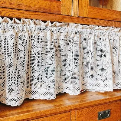 Produktbild von Transparente Vorhänge, Caféschürzen, Vorhänge im Landhausstil mit aufwendiger Blumenstickerei, Vintage-Spitzenvorhang, Bistrovorhang