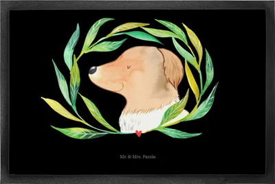Produktbild von Mr. & Mrs. Panda Schmutzmatte Hund Blumen 50 x 75 cm - Schwarz - Geschenk, Bodenvorleger, Hunde, Sprüche, Hundeliebe, Schmutzfangmatte, fußmatte, Fussmatte, Niedlich